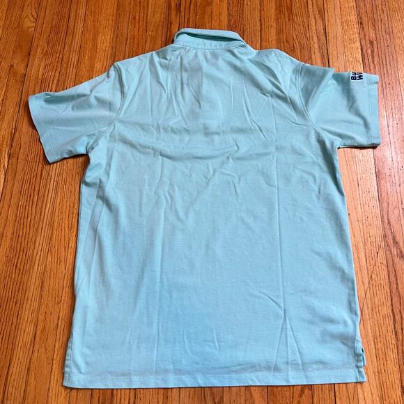 Greyson Polo Shirt Mens Medium Golf Performance Solid Blue Green - Picture 4 of 8